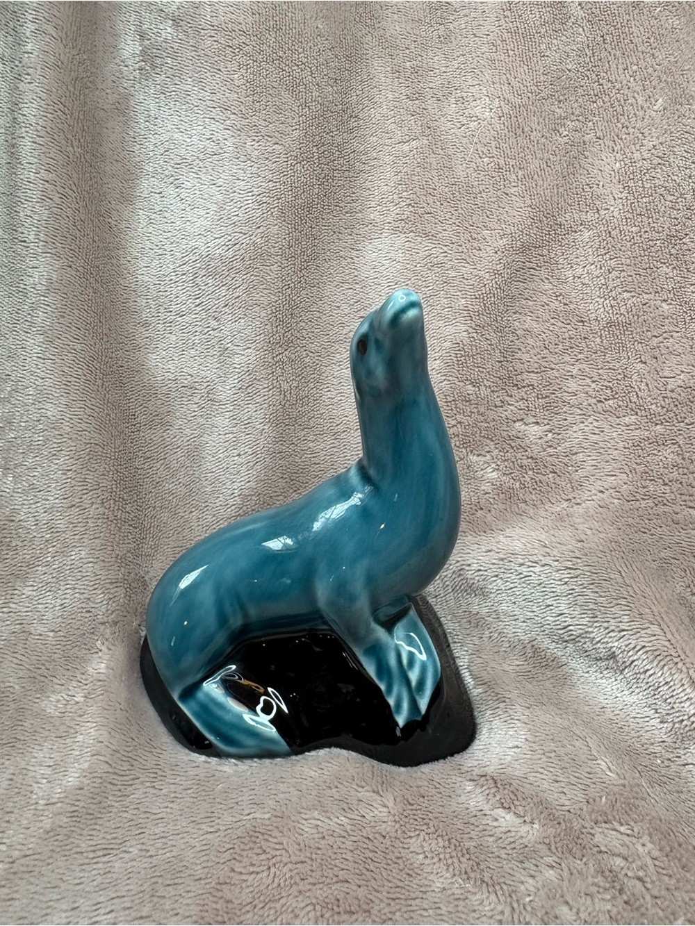 Vintage Poole Pottery England Blue Seal Figurine Teal Dolphin Glaze Ceramic